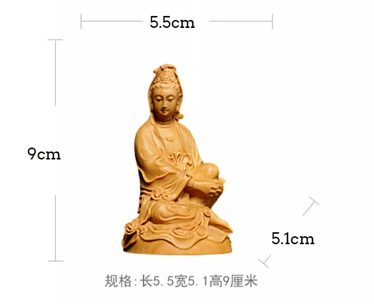Sculptură în lemn de Huangyang, ornamente pentru mașină, obiecte artizanale pentru decorarea casei, cadouri, sculpturi în lemn, statui Buddha, Guanyin Bodhisattva