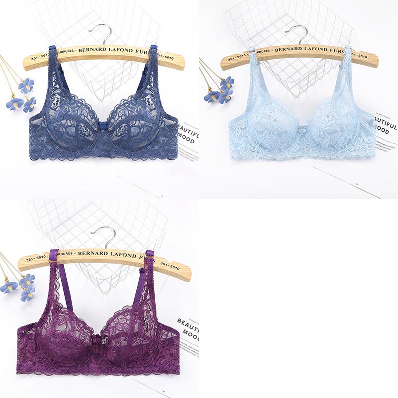 1/3Pcs Lace Push Up Bra Thin Bralette Top Underwired B C Cup French Style Women’s Bras Transparent Bralette Deep V Sexy Lingerie