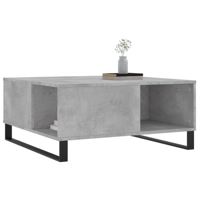 VidaXL Table basse gris béton 80x80x36,5 cm bois d'ingénierie 830792