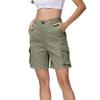 Bermuda Shorts For Women Cargo Shorts Knee Length 6 Pockets Elastic Waist Long Shorts For Summer Casual