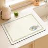 Cute Colorful Fish Print Dish Drying Mat Geometric Fish Absorbent Kitchen Mat Coastal Coffee Bar Decor Rug Non-Slip Sink Pad