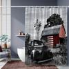 Vintage Farm Scene Bath Curtain - American Flag, Barn, Classic Truck; Waterproof & Rustic Home Decor Adds Charm to Bathroom.