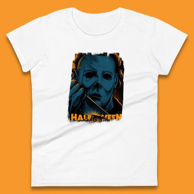 Halloween (1978) Poster Slasher Film Michael Myers Halloween Horror Thriller Movie Character Womens Tee T Shirt Mens Tops Unisex Top