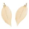 2x colgantes de hojas naturales chapados, abalorios para hacer joyas, adornos de regalo, oro