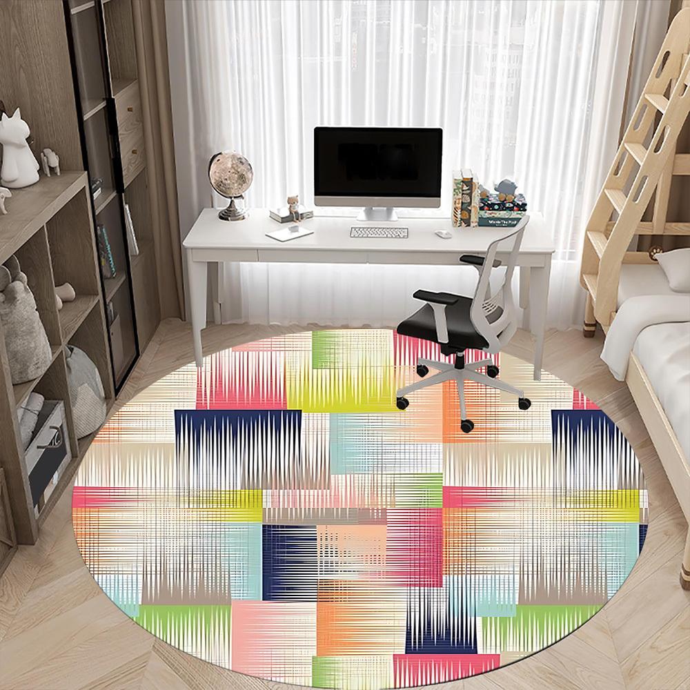 1pc Abstract Pattern Office Round Rug, Non-slip, Soft and Durable Office Rug for Interior Decoration, Perfect for Office, Beautiful Decoration yy26031