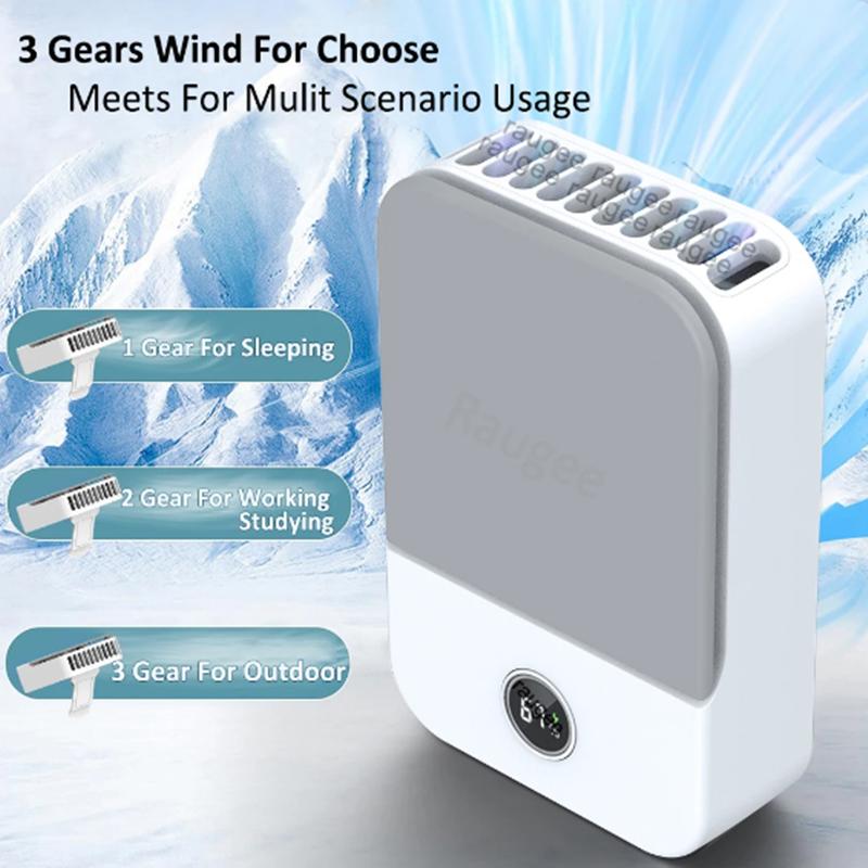 Portable Waist Fan Hanging Neck Fan Mini USB Rechargeable Portable Waist Clip Fan for Outdoor Sports Working Travel Small Fan