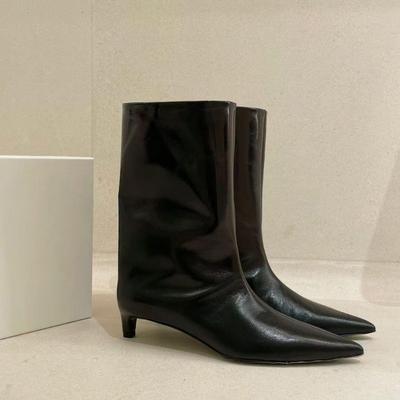 Pointed-toe High-heeled Mid-calf Boots, Women's Ankle Boots, Short Boots, Women's Shoes
