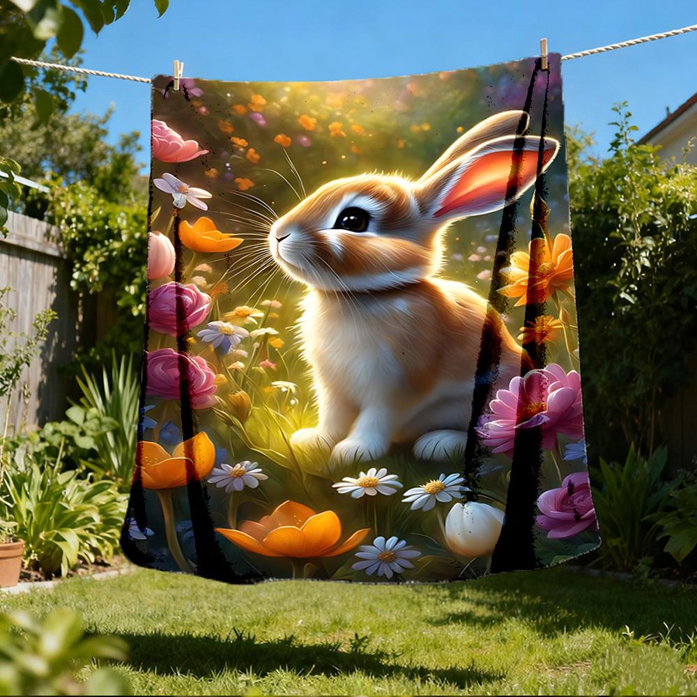 1 Stück Hasenblumen Outdoor-Decke - Weiches Flanell Gemütlich für Reisen & Camping - Ganzjahres Warme Bettdecke, Maschinenwaschbar yy251229081