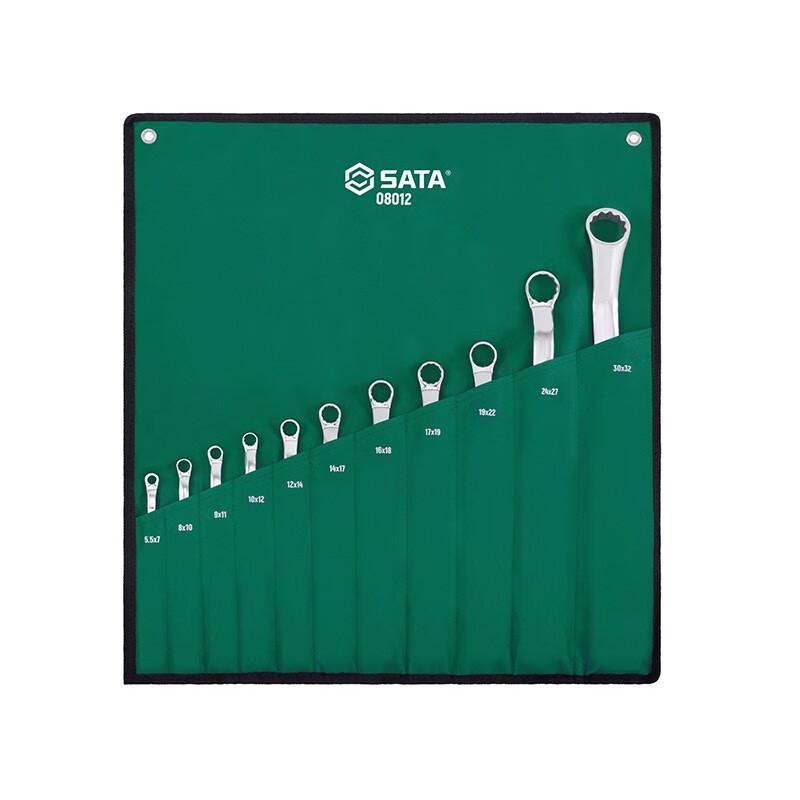 SATA 08012 11-Piece Fully Polished Double Box-End Wrench Set