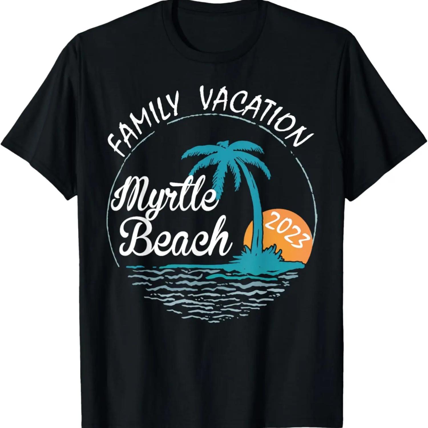 

Family Vacation 2023 Myrtle Beach Trip Retro Sunset Match T-Shirt XXXXXL чорний