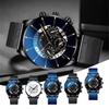 Luxusní pánské hodinky s kalendářem Business Calendar Stainless Steel Mesh Belt Quartz Watch