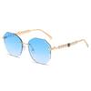 Pearl Oval Rimless Cut-Edge Women's Sunglasses - Trendy Metal Frames Inspired by Celebrity Styles