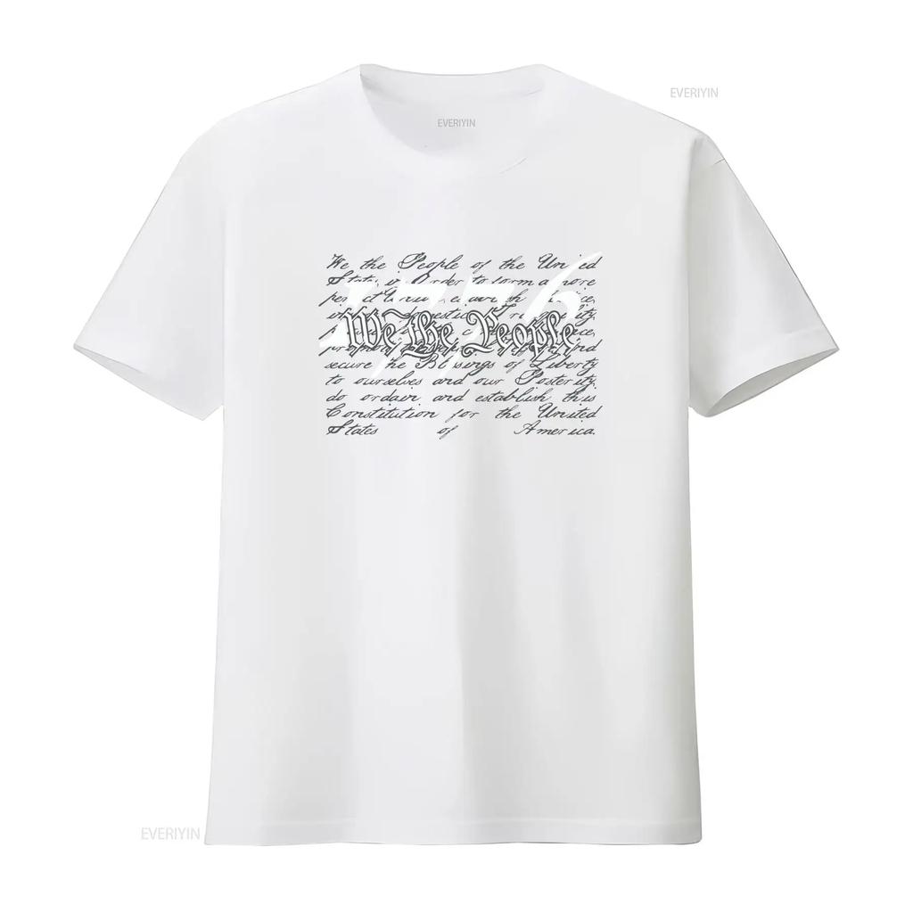 Preamble To the US Constitution 1776 We People T Shirt Vintage Washed Slightly Homme Breathable Stylish Top For Everyday Wear