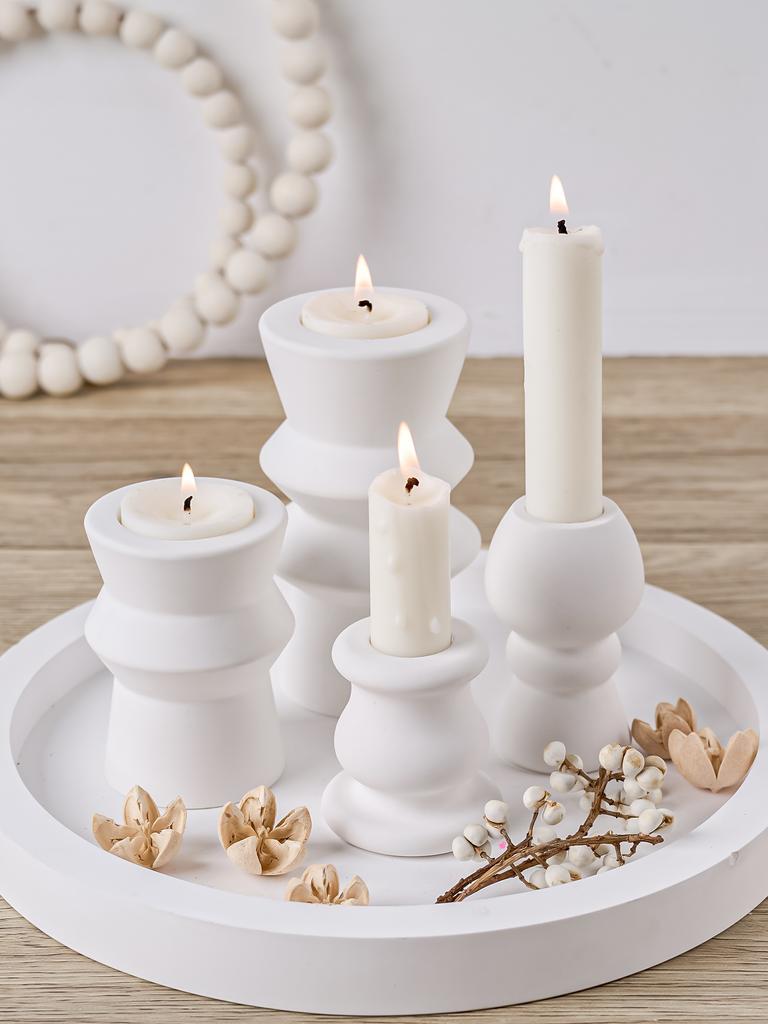DIY Minimalist Geometry Candlestick Silicone Mold Concrete Round Candles Holder Casting Tealight Base Resin Molds Home Decor