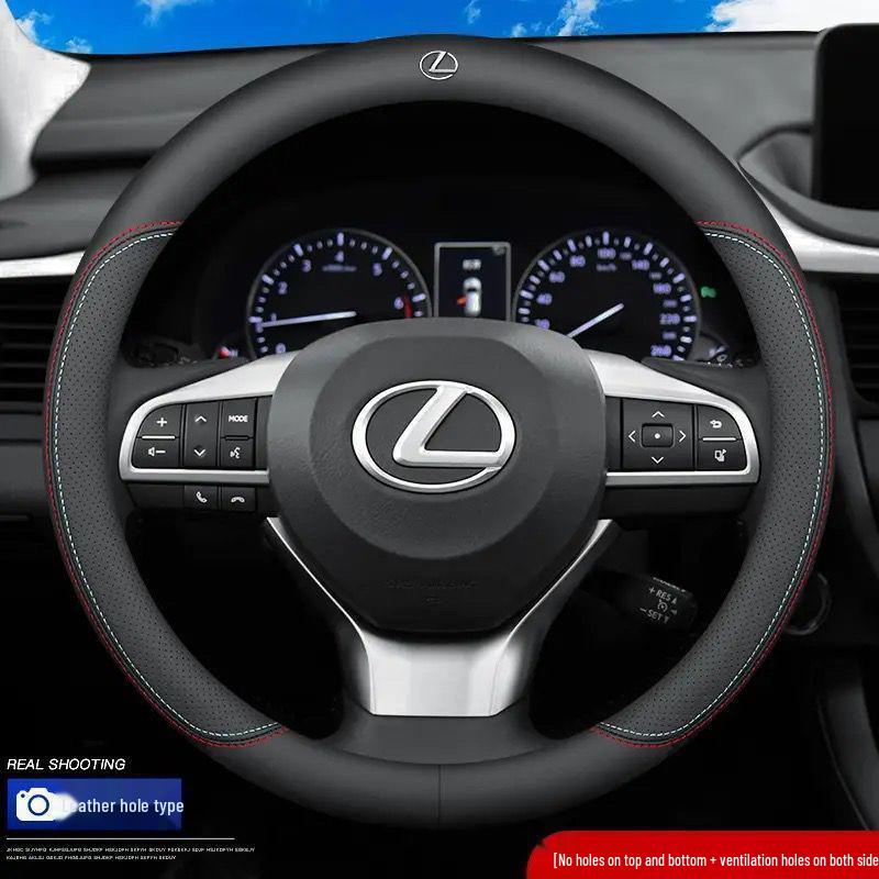 Genuine Leather Ultra-thin Breathable Anti-slip Steering Wheel Cover for All Seasons