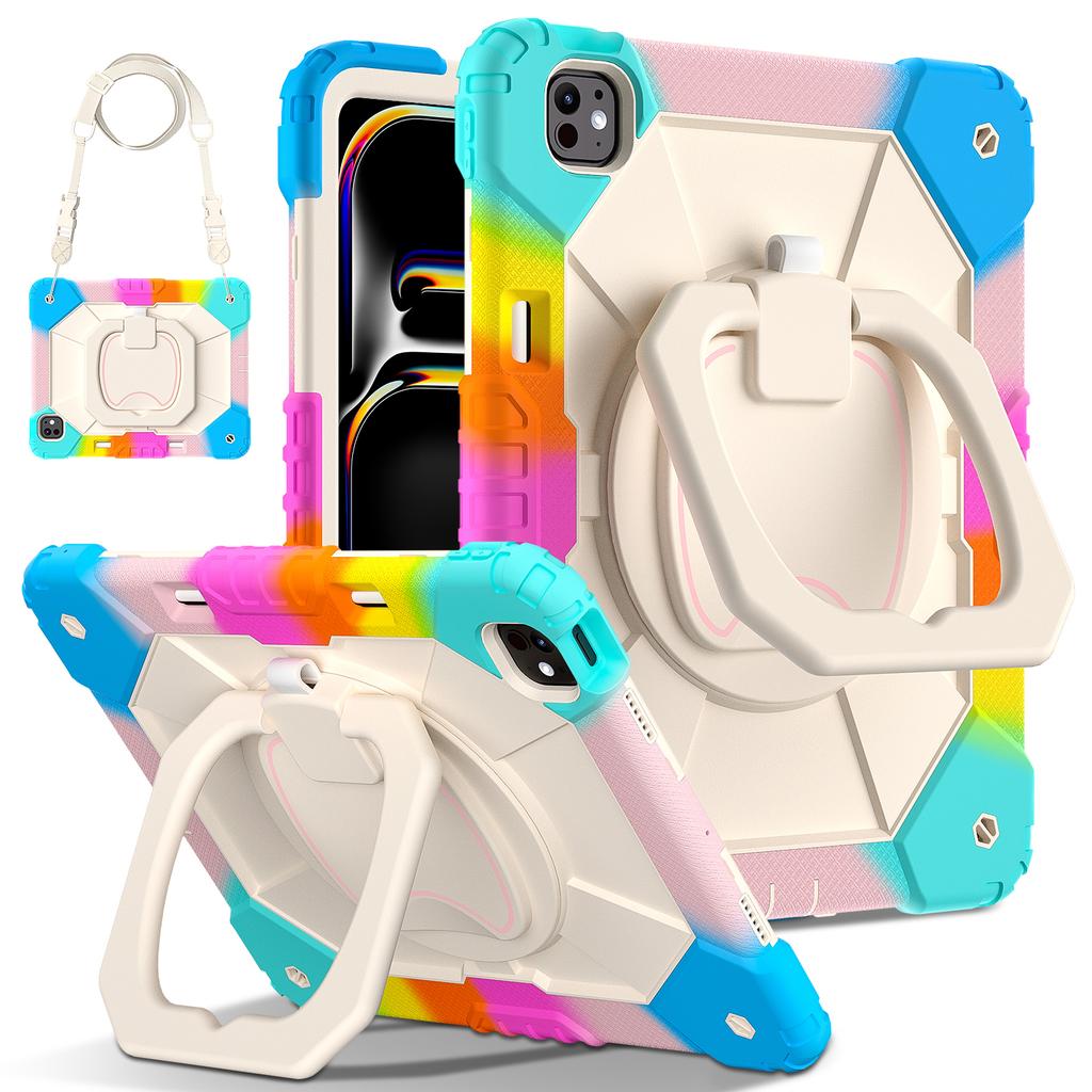 For iPad Pro 13 (2025)/13 (2024) Kickstand Case Silicone+PC Tablet Cover