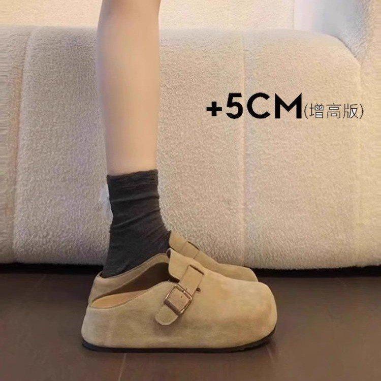Thick-soled Birkenstocks, new spring retro lazy inner heightening bag head and half slippers