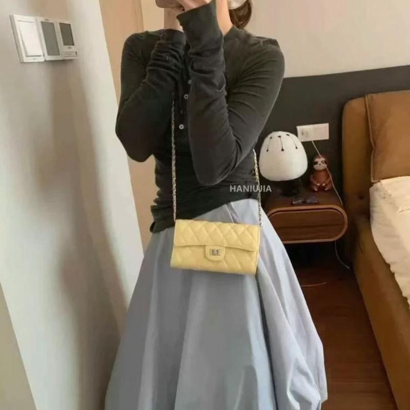 Change Bag Female Chick Yellow Mobile Phone Bag New Diamond Chain Bag Versatile Shoulder Messenger Bag