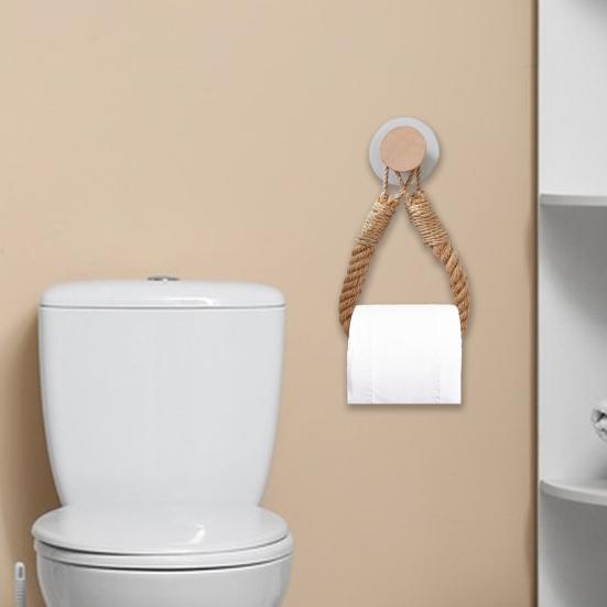Yousheng Twine Toilet Roll Holder Wall-Mounted Toilet Paper Holder Rustic Twine Rope Paper Roll Dispenser for Bathroom Organization