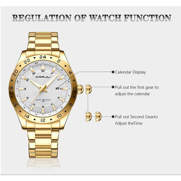 CRRJU New Watch 5007 Men's Watch Stainless Steel Strap Simple Business Watch