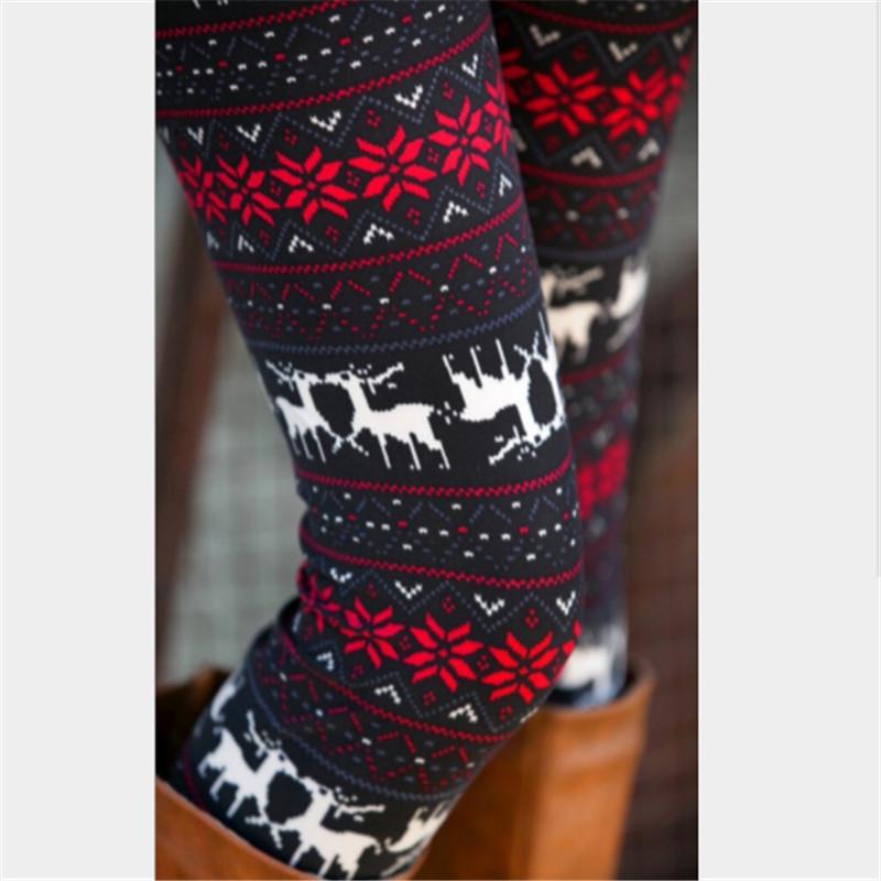 Buy Womens Xmas Snowflake Reindeer Knitted Tights Pants Warm Leggings