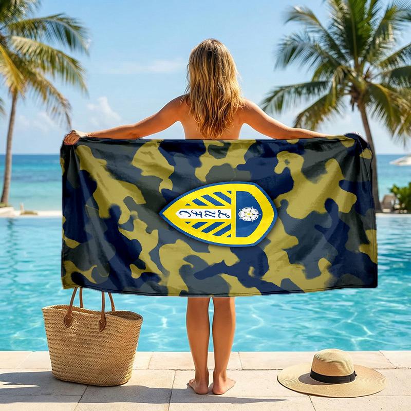 Leeds United Fußball Strandtuch Weiches Mikrofaser Sommerhandtuch Schnelltrocknendes Saugfähiges Handtuch für Strand Schwimmbad Reisen