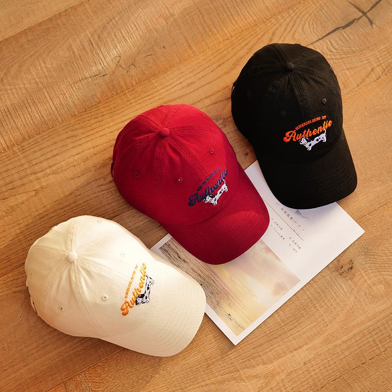 Retro Cute Spotted Dog Embroidered Baseball Cap for Women In Spring and Summer Korean Style Camping Sun Protection Baseball Cap Student