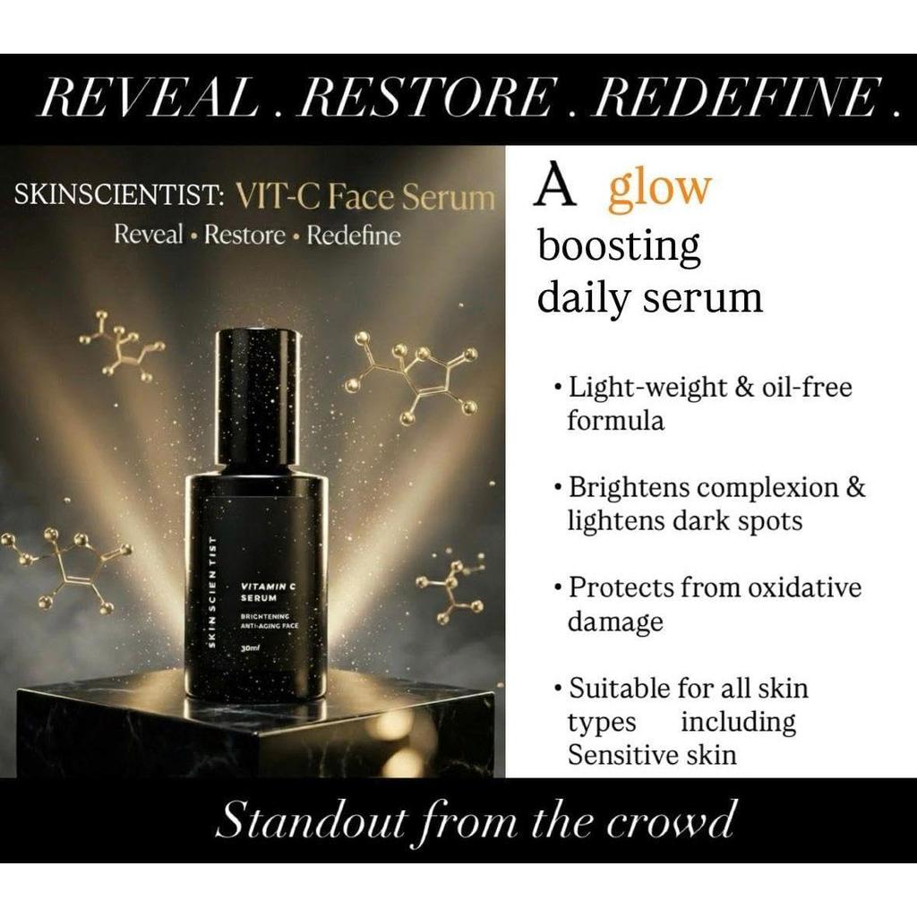 Vitamin C Face Serum 30ml for Glowing Skin | Brightening Face Serum | Helps Improve Dark Spots, Pigmentation, Fine Lines