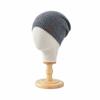 Women 100% Pure Cashmere Knit Beanie Hat Grid Pattern Winter Warm Soft Cozy Headwear Casual Cap Cold Weather Accessory