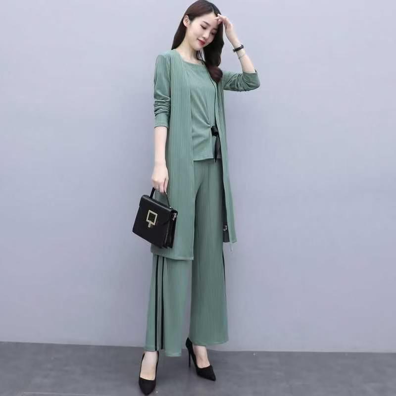 2026 Women's Stylish Three-Piece Suit: Slimming, Trendy Wide-Leg Pants for a Youthful, Elegant Style