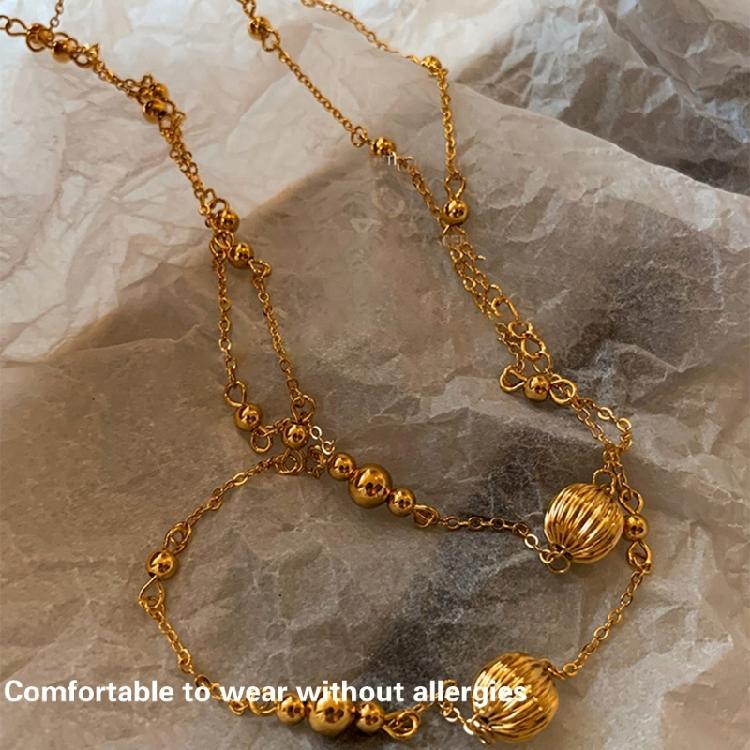 Elegant Sweater Necklace Adornment Elegant Layered Pumpkin Beads Necklace Adornment for Casual and Formal Occasions