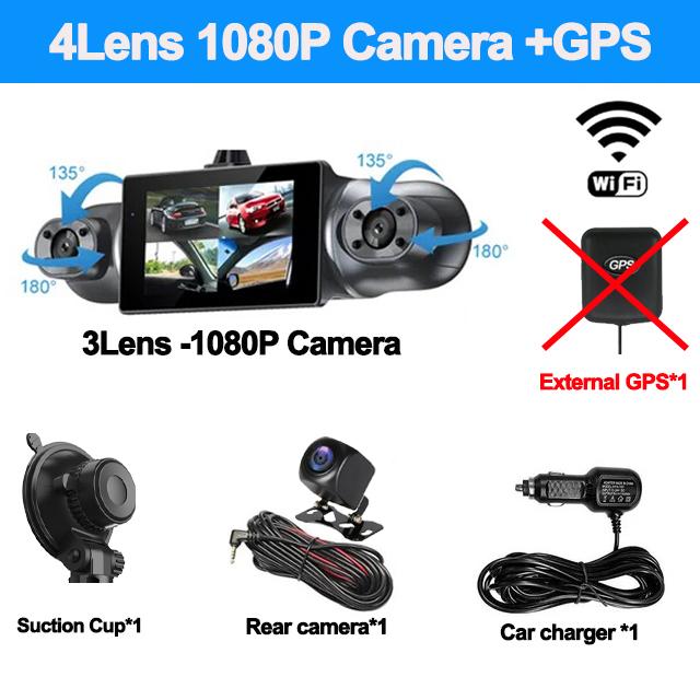 

4-объективная WIFI 360° камера 1080P DashCam для автомобилей GPS видеорегистратор автомобильный видеорегистратор камера заднего вида ночное видение парковочный монитор черный ящик NONE