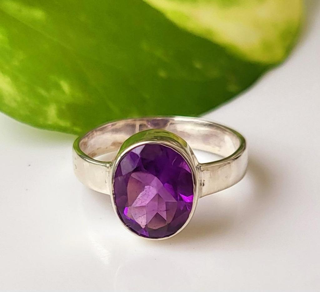 Natural  Amethyst Gemstone 925 Sterling Silver Ring Size 6.5 US, A110 Gift Ring