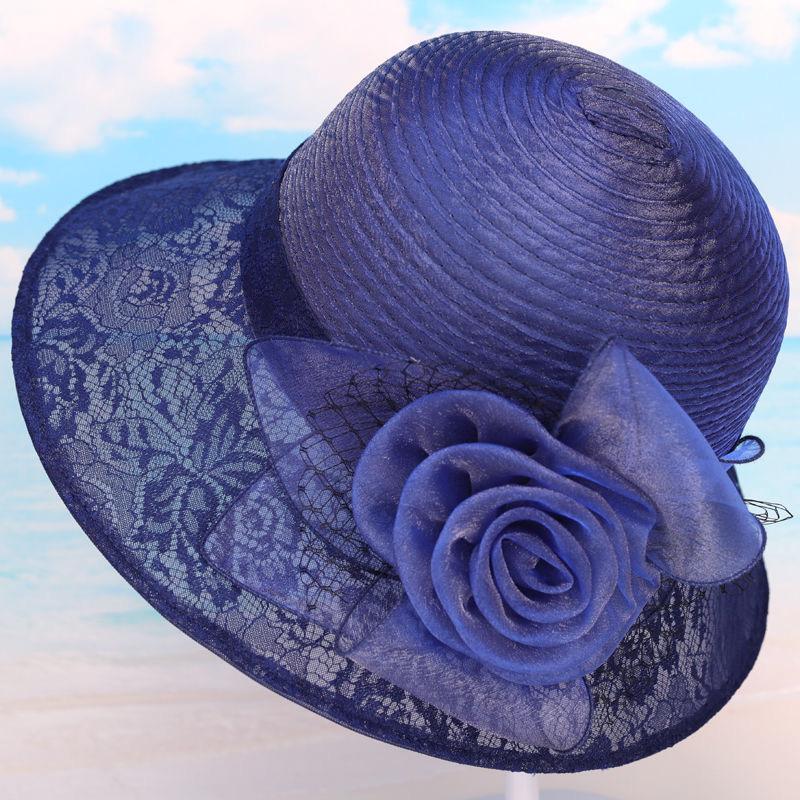 Wide Brim Sun Hat - Sun Hats for Women with Breathable Lace Mesh Dome, Anti-UV Protection, and Charming Flower Accents for Beach, Outdoor