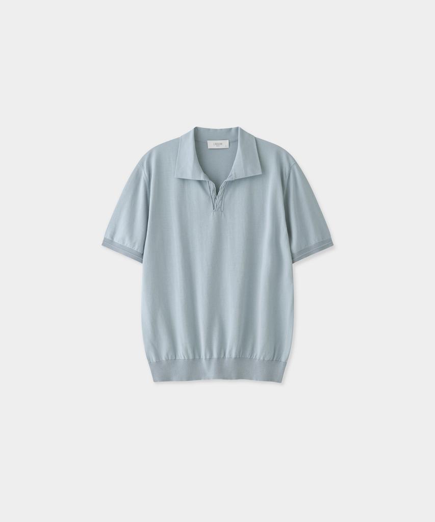 Jeilium Cotton Summer Essential Cable Polo Neck Sky Blue (Dry Touch)