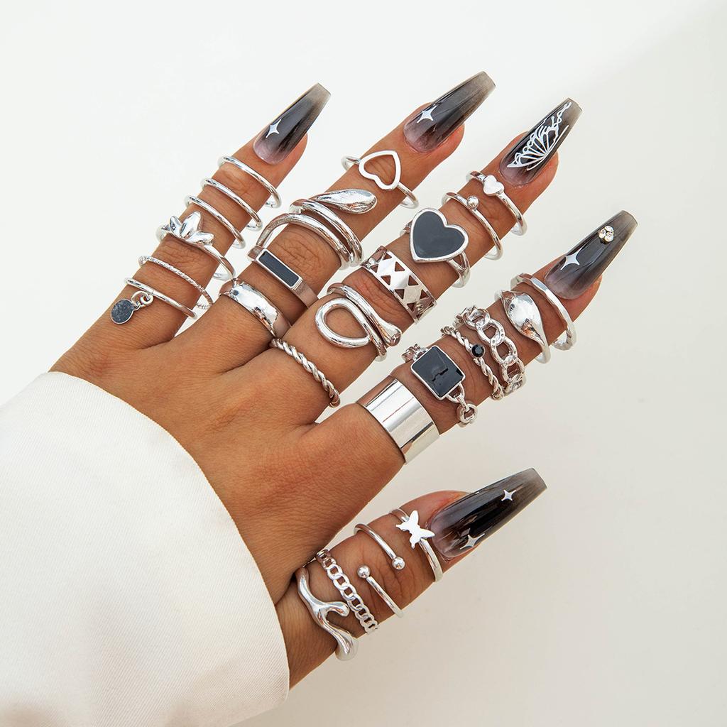 Nová Móda Všestranný List Láska Prsten Set Personalizovaný Geometrický Stohovatelný Kloubový Prsten Vícedílný Set