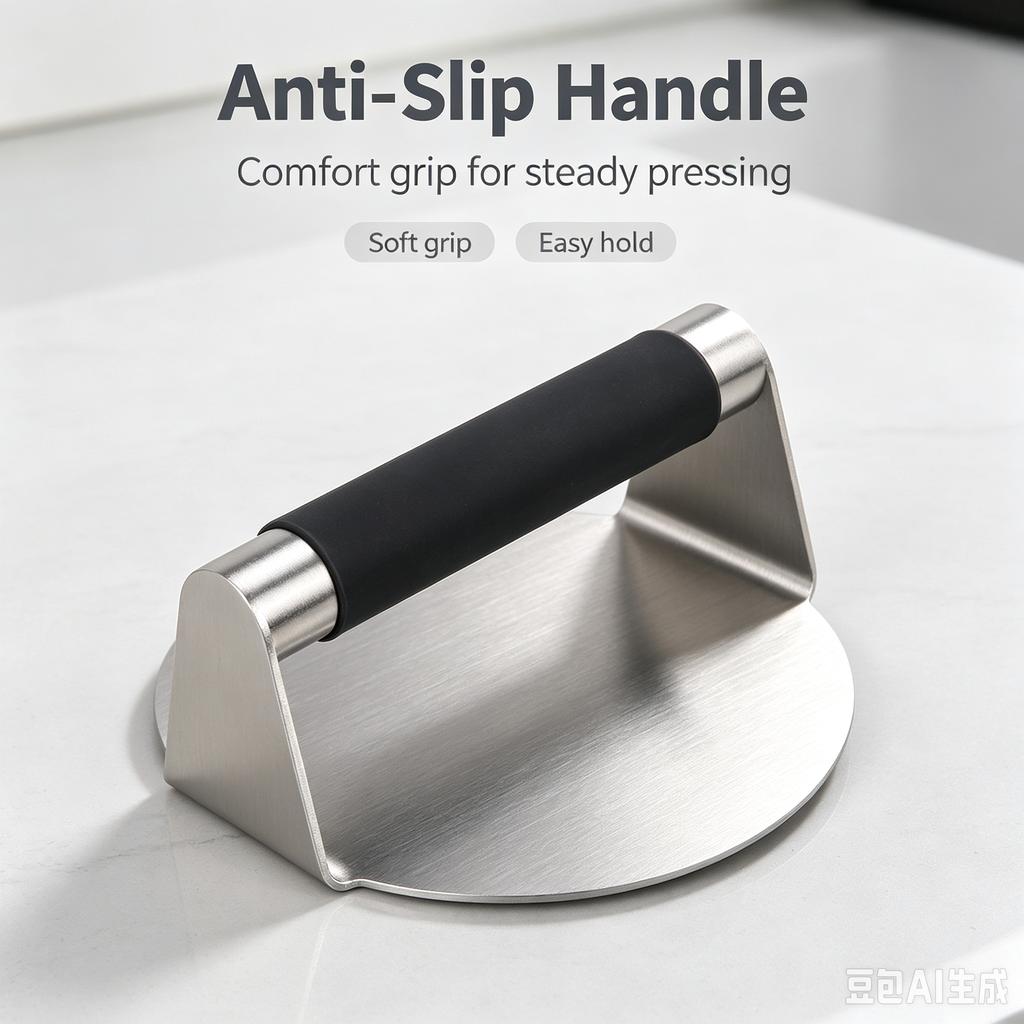 Lihe Stainless Steel Burger Press, Round Manual Meat Patty Maker, Steak & Hamburger Press Tool