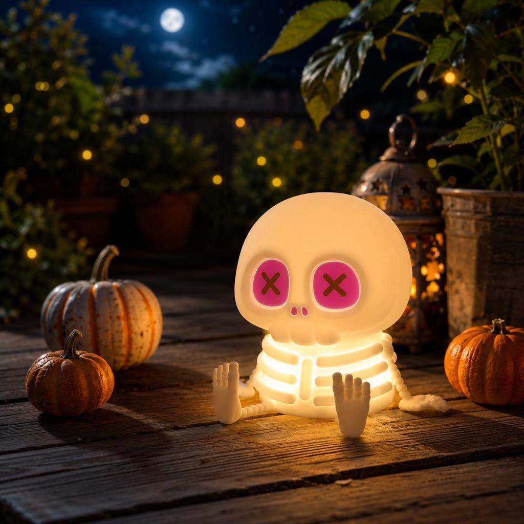 Skeleton Night Light with Multiple Lighting Modes USB Powered Decorative Lamp for Indoor Halloween Party Home Desk Bedroom