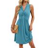 Women's Solid Color Sleeveless V-neck Tie Front Midi Dress, Spring Summer Casual Dress Women, Daily Outfit Cross-border Women Clothing