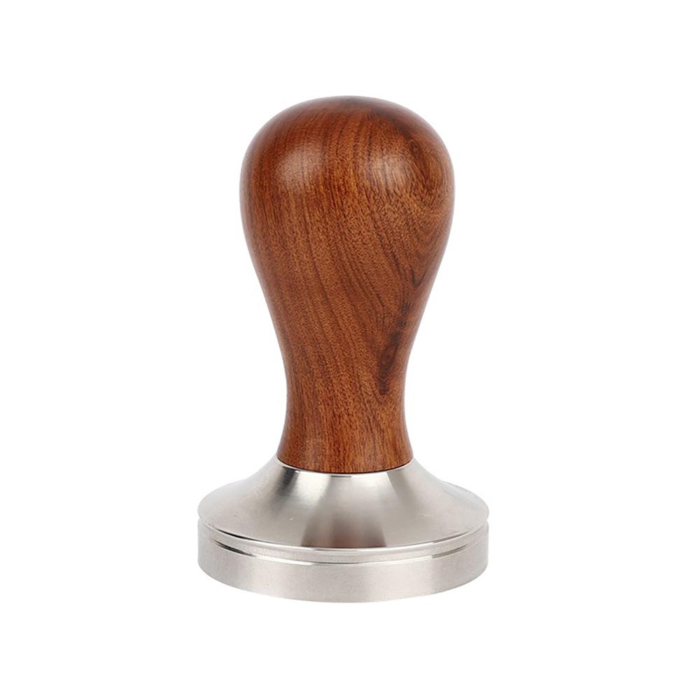 Tamper na kávu Espresso, Premium Espresso Coffee Powder Bean Tamper Kladivo Nerezová plochá základna, dřevěná rukojeť, 51 mm/53 mm/58 mm