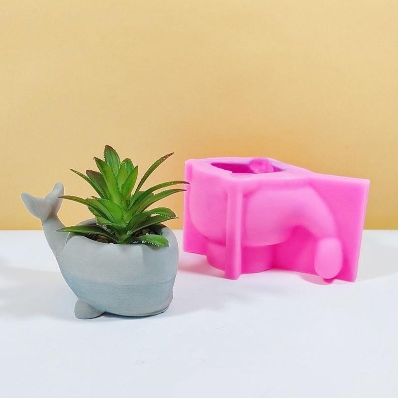 Flower Pots Silicone Mould Whale Candle Cup Molds Handmade Succulent Plant Molds Plaster Molds Epoxy Resin Molds