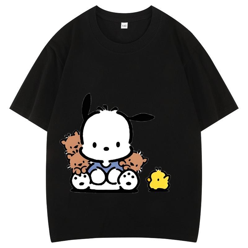 Children's T-shirt Sanrio Printed Pochacco Tops for Boys Loose Tees Cute Simple Style Cartoon Girl Clothing