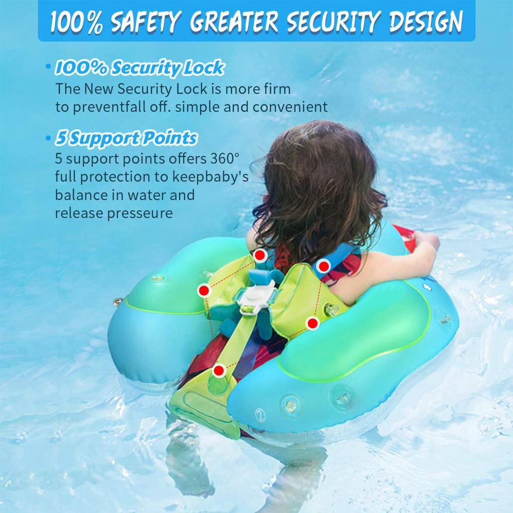Baby Swimming Ring with Canopy Inflatable Stable Aid Buoy Removable Swim Tube for Outdoor Beach Holiday Underwater