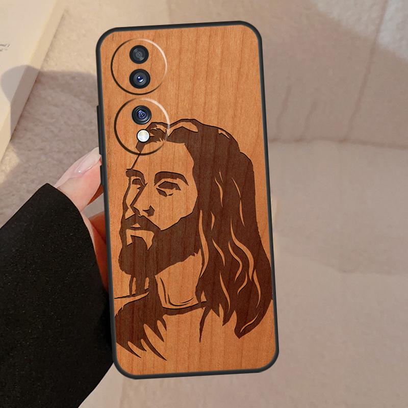 Buddha Jesus Guadalupe Wood For Honor Magic 7 5 6 8 Pro Case For Honor 200 400 50 70 90 Lite X8b X8c X9a X9b X9c X9d Win