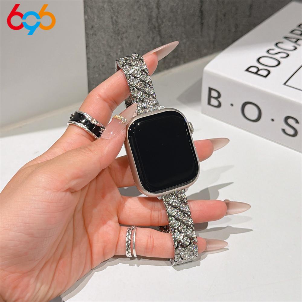 

Full-Diamond Fishscale Metal Strap For Iwatch Ultra 2 Band 45mm 42mm 40/38mm 44mm Women s Band For IWatch Series 9 8 7 6 SE 5 4 38mm40mm41mm