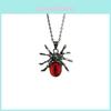Gothic Halloween Spider Pendant Necklace With Geometric Alloy Chain For Women