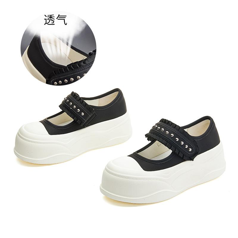 

Foam sole Velcro Mary Jane shoes women s 2025 summer new big head sports little white shoes casual versatile single shoes 35 чёрный