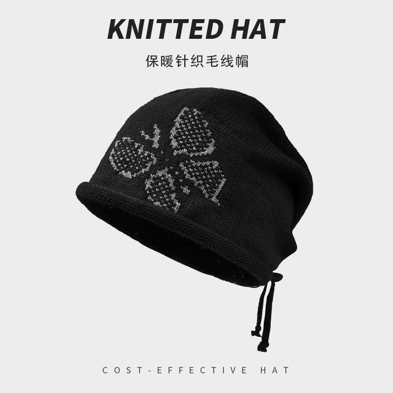 Edge Drawstring, Star Stacking Hat, Children'S Season Shows A Small Face, Baotou, Cold Hat, Warm Ear Protector, Knitted Hat