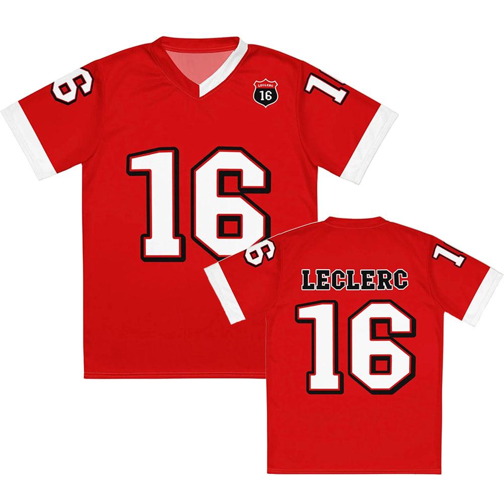 Racer CharlesLeclerc Number 16 Jersey Short Men/Women Unisex Tees Loose Casual Design 3D Printing graphic T-shirt V-neck Clothing valentine's day