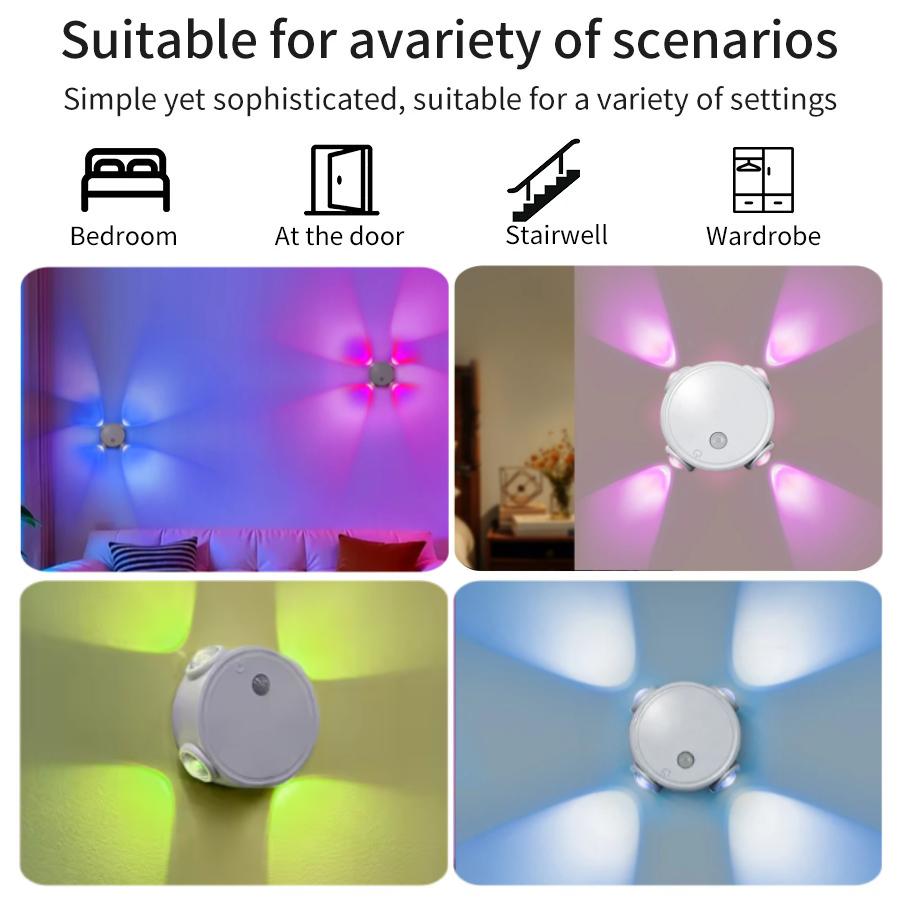 1PC RGB Rechargeable Cat Eye Ambient Light Motion Sensor Night Light Magnetic Wall Lamp for Bedroom Hallway Stairs Decor